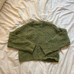 J. Crew Sage Green Cable Knit Sweater